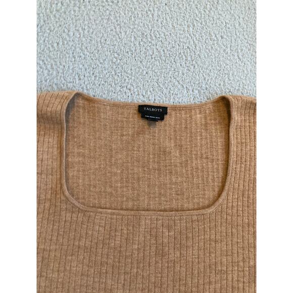 Talbots Sweater XL Wool Balloon Sleeve Square Neck Pullover Soft Cozy Minimalist - Picture 3 of 14